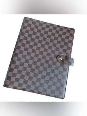 Brown Checkered Designer Notebook Organizer Folio Folder Monogram Planner